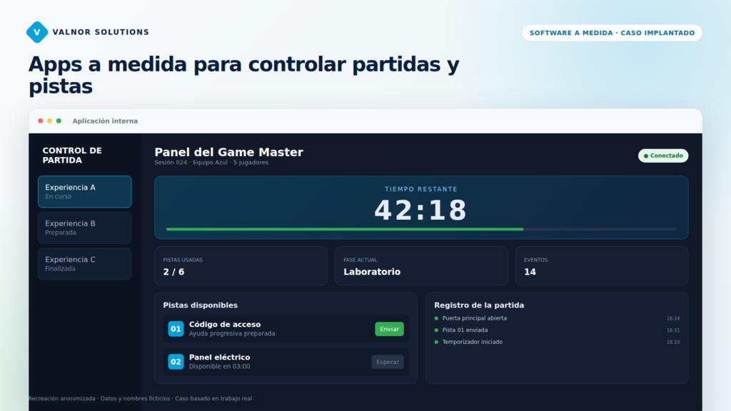 Una aplicación a medida para controlar tiempo, jugadores y pistas